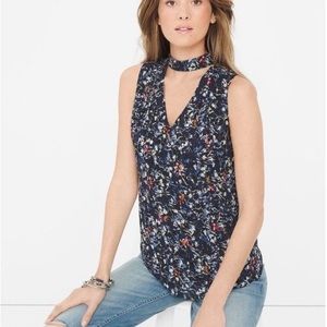 White House Black Market | Floral Mock-Neck Sleeveless Top. EUC. Size 0